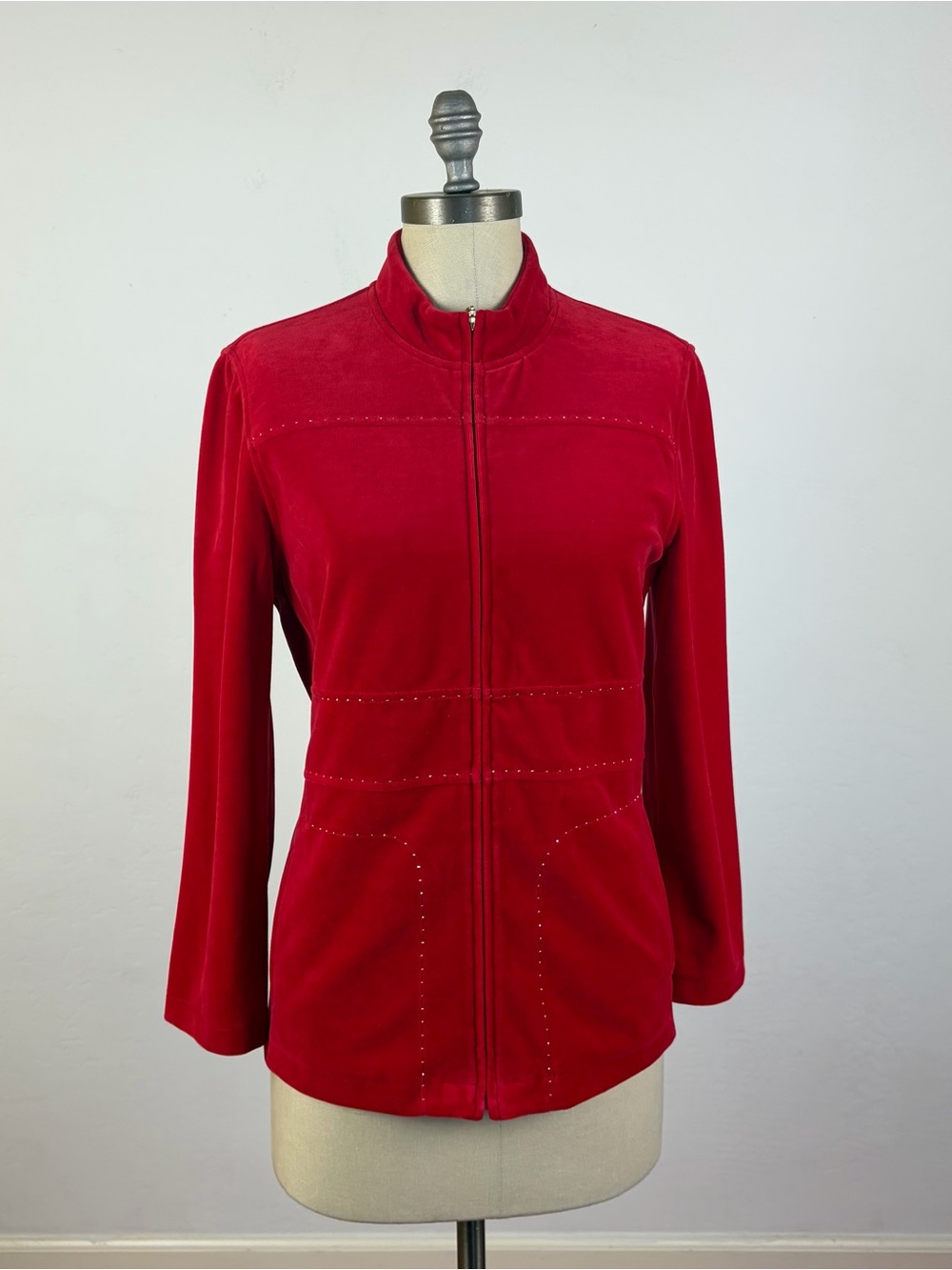 St. John Sport Velvet Jacket in Red